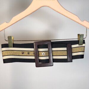Alice and Olivia Leather trim Belt in Black Brown and Gold in size Small